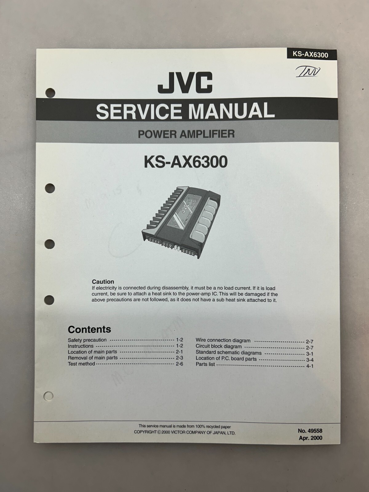 JVC KS-AX6300 Original Service Manual Free Shipping