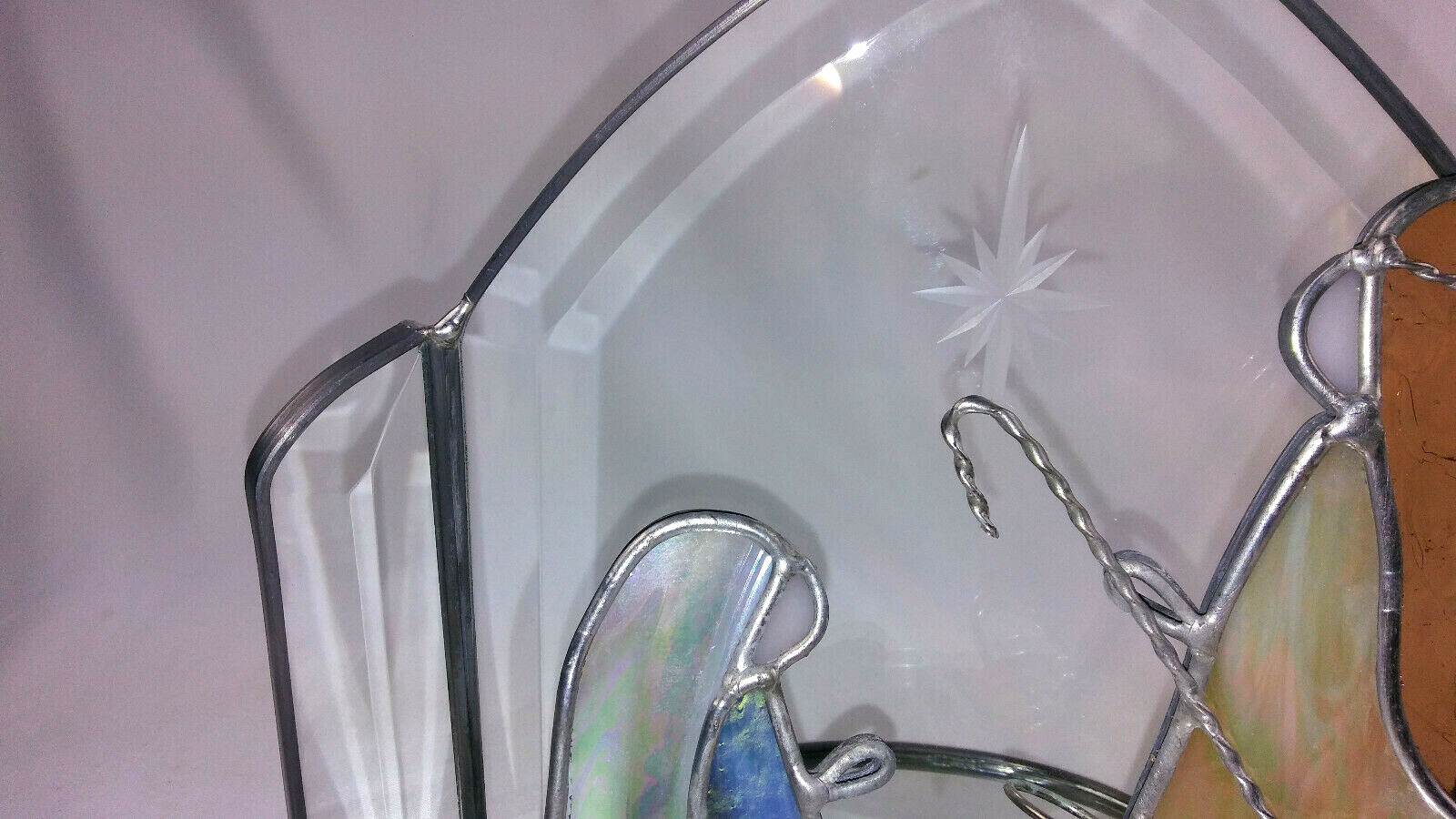 Vintage Nativity Scene Mary Joseph Baby Jesus Suncatcher Stained Glass