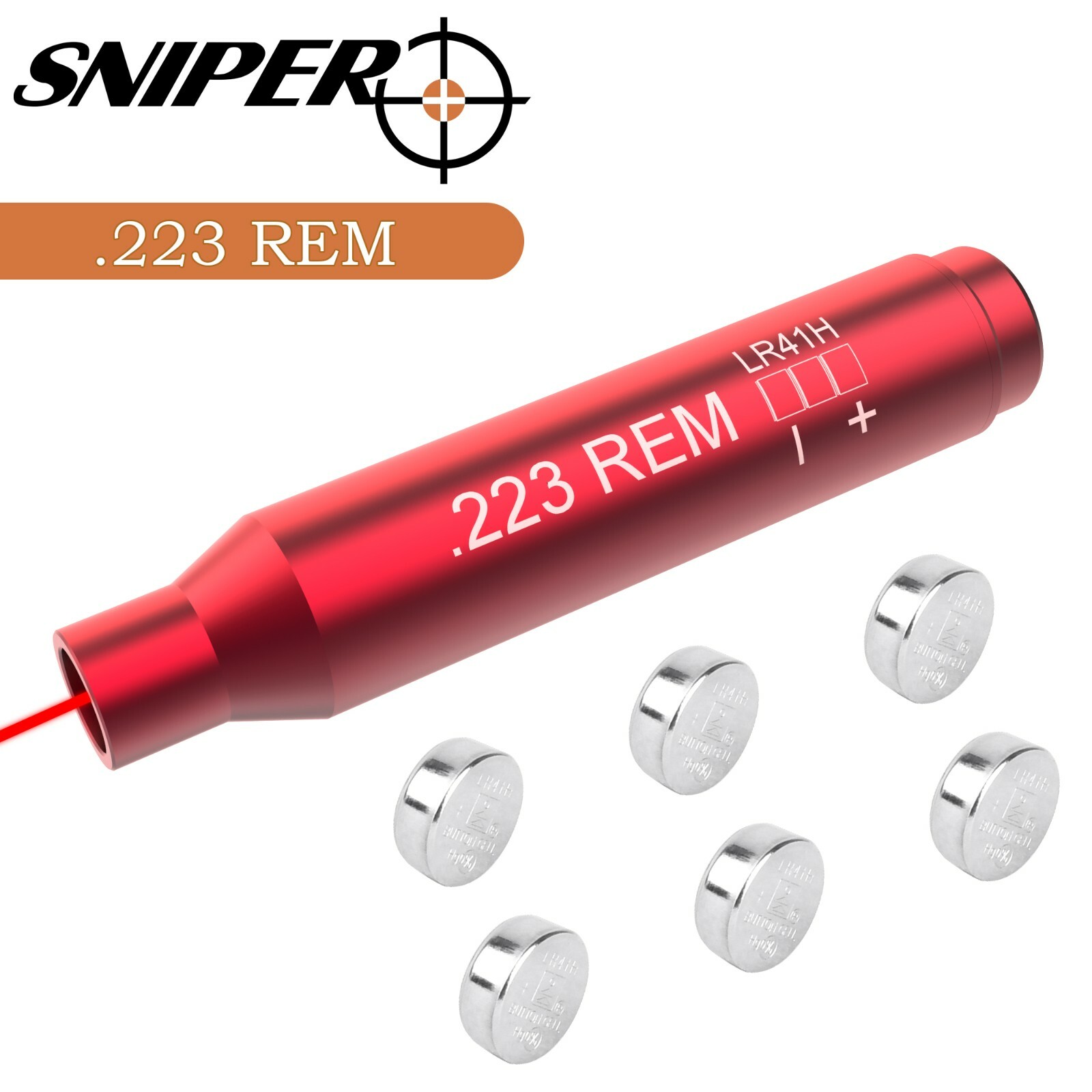 223 REM 5.56 Cartridge 6X Batteries Red Laser BoreSighter USA Seller