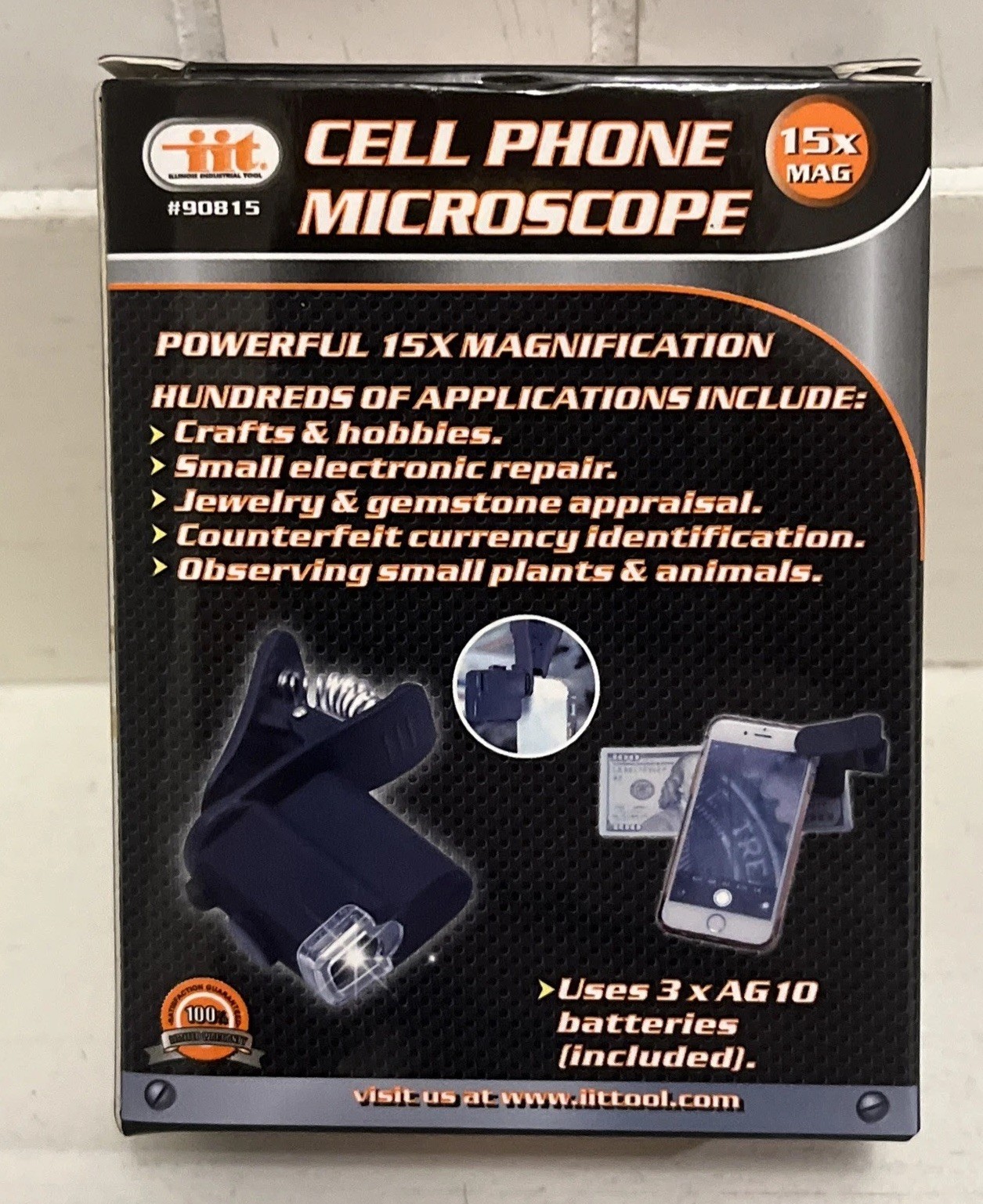 Universal Cell Phone Microscope 15X Magnification w Clip Works on any Cell Phone