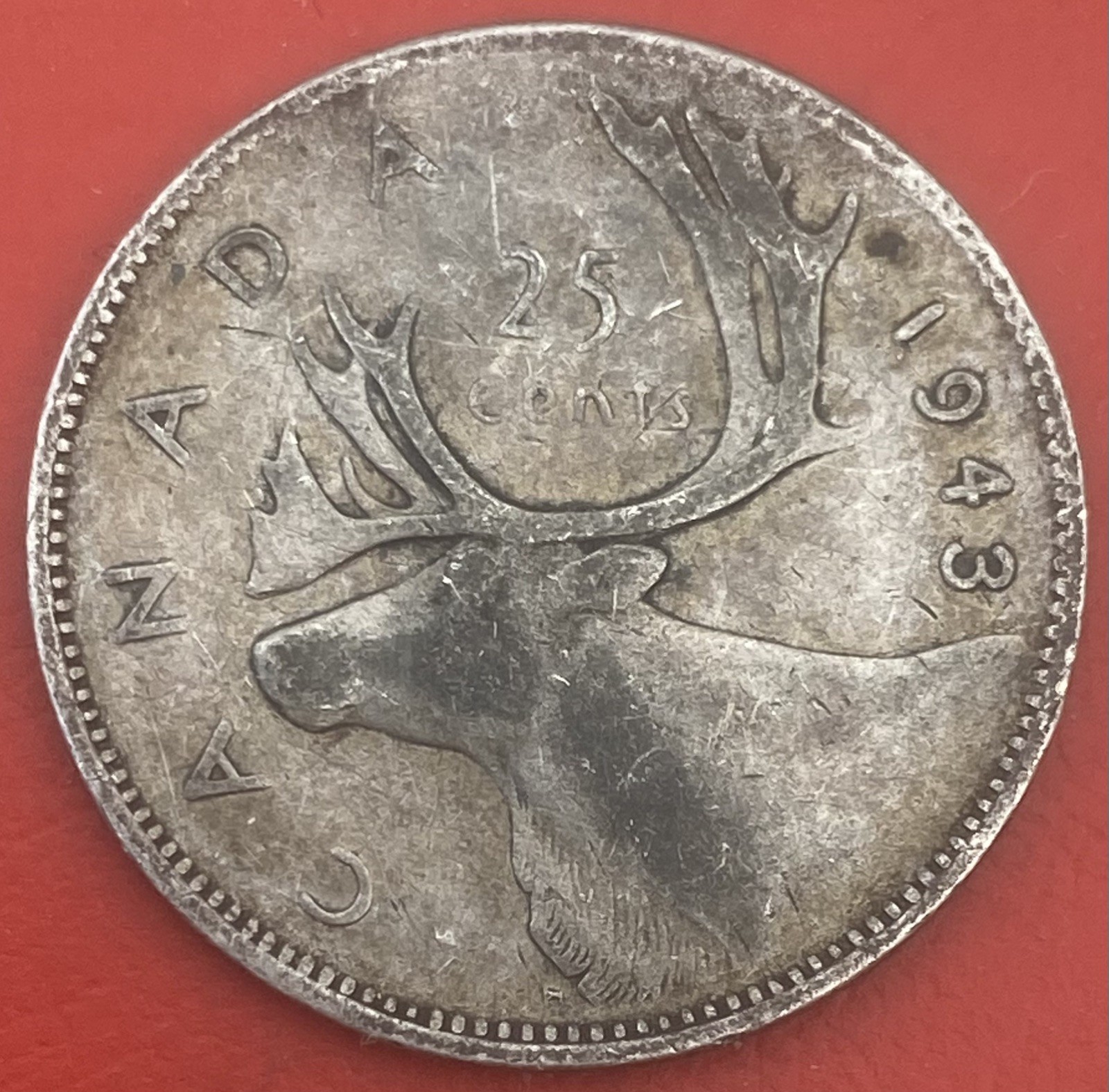 Canada 🇨🇦 1943 Quarter - Canada 25 Cent George VI Silver Coin