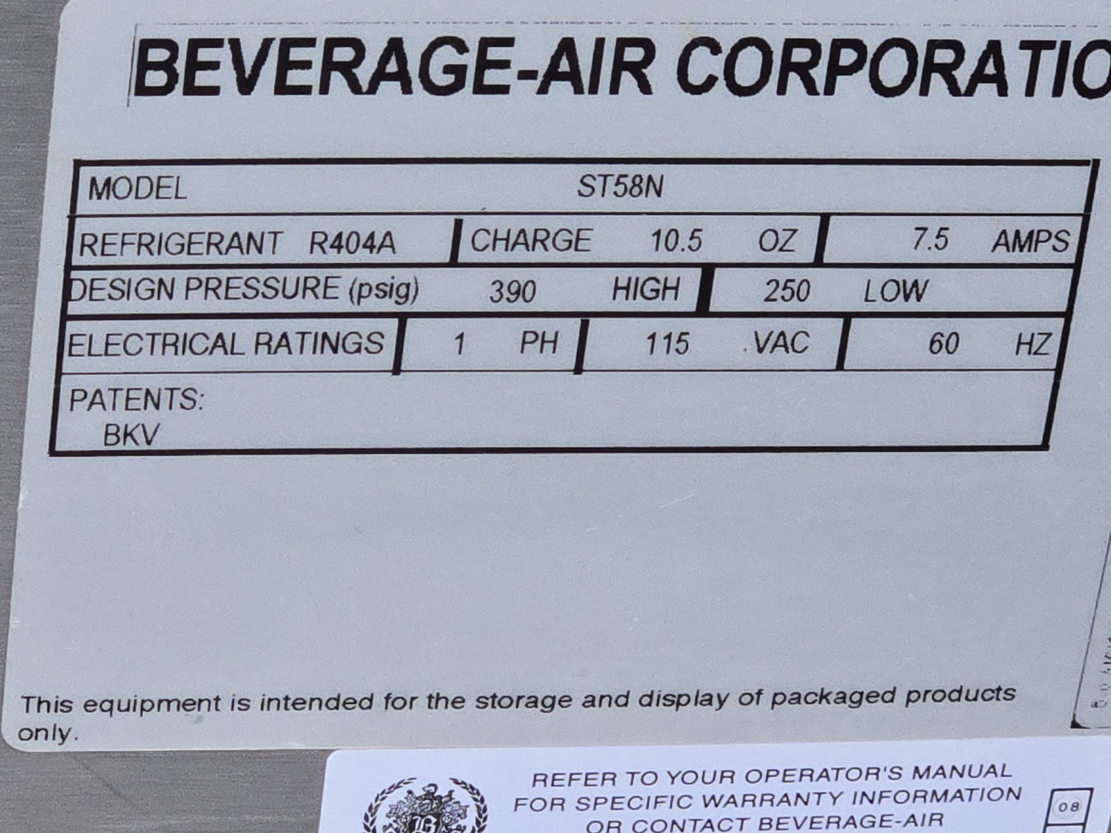 Milk Cooler Beverage Air ST58N 115V