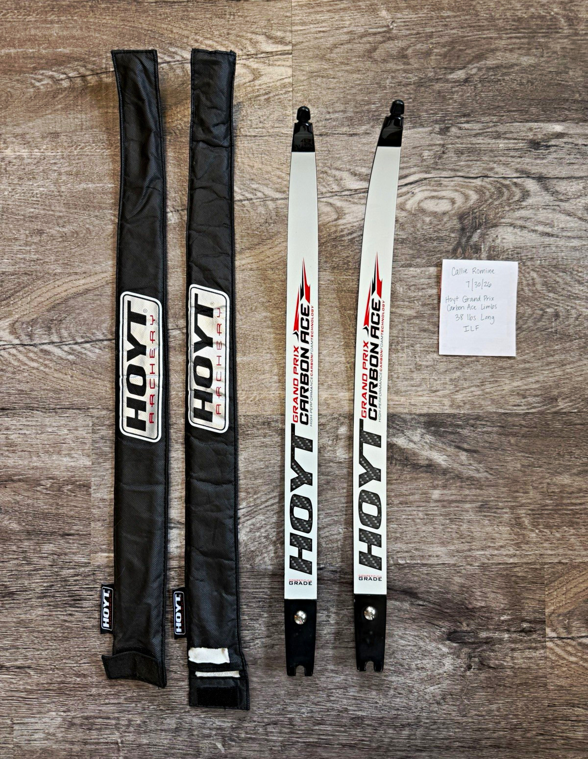 Hoyt Grand Prix Carbon Ace ILF Recurve Limbs 38 lb Long Left Hand Silver