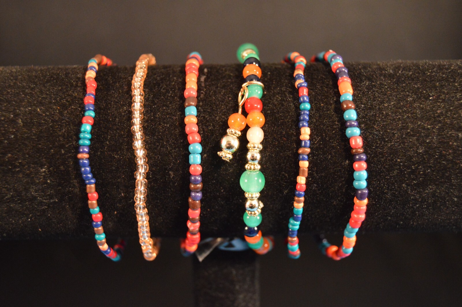 Lot of 6  Thin BEADED Stretch BRACELETS   Fashion Jewelry   NEW!  USA SELLER!!!
