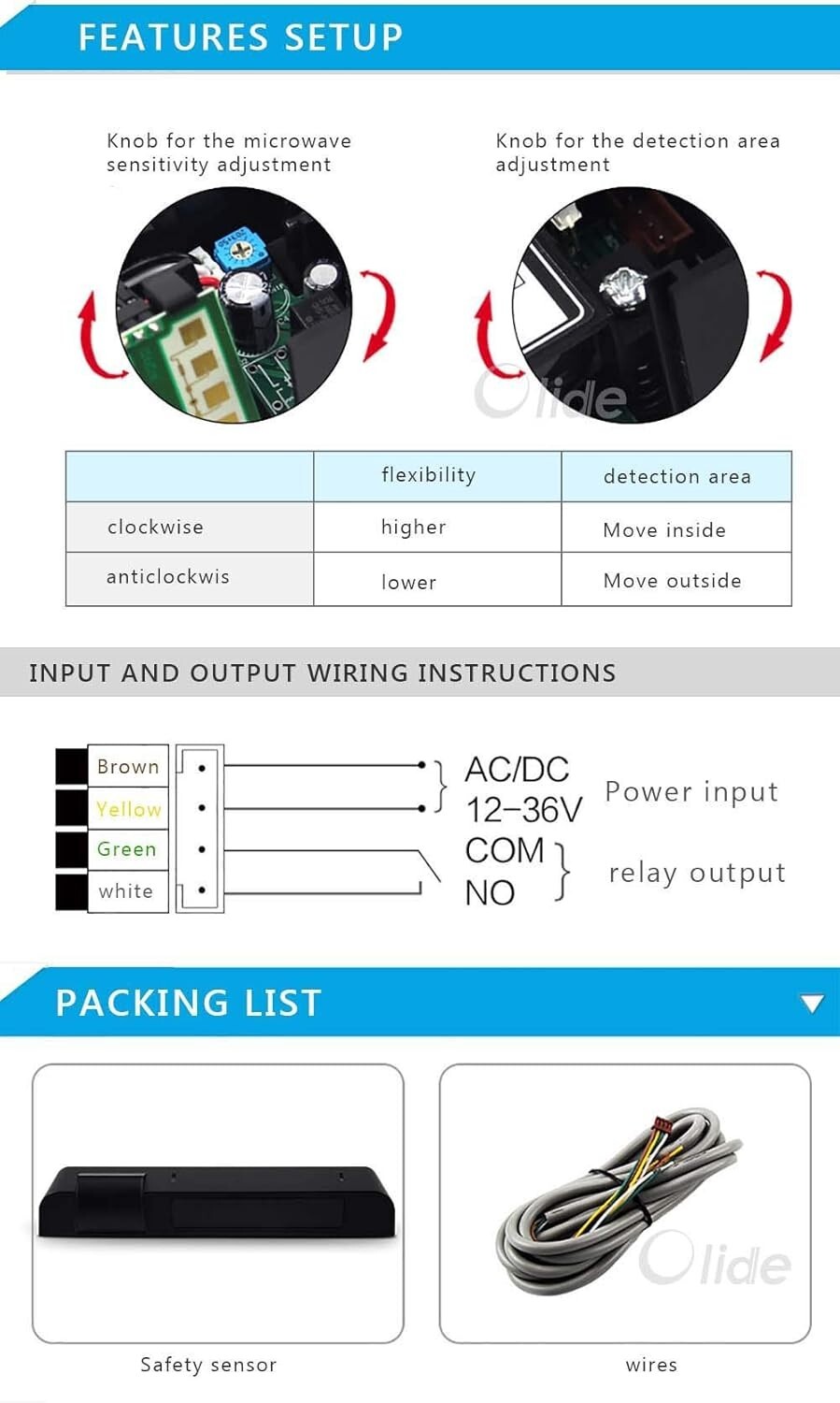 Active&safety Dual Sensor, Active Infrared Safety Detected Sensor for Automatic