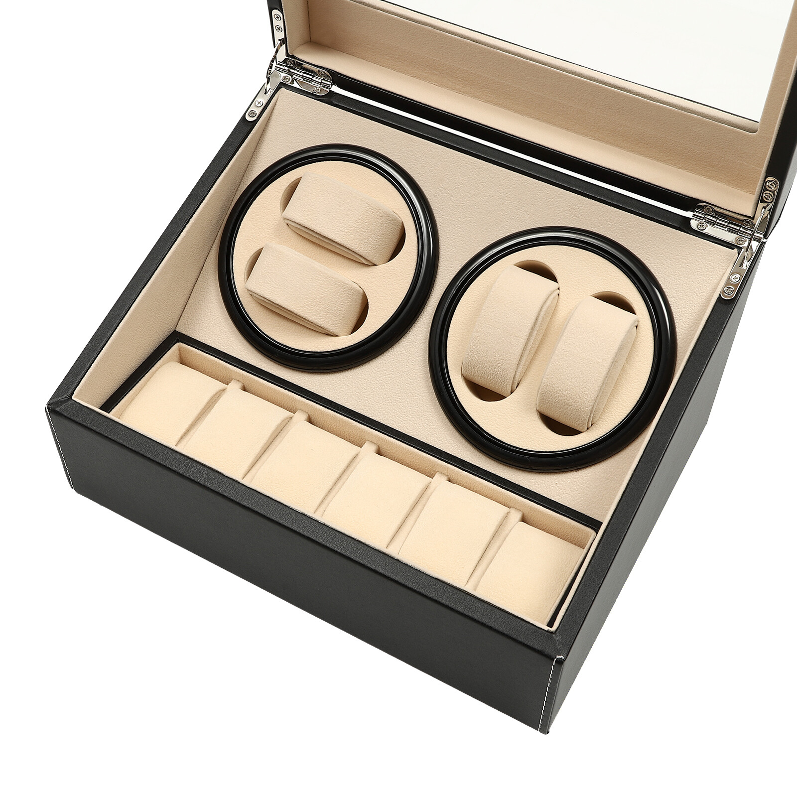 4+6 Luxury Automatic Rotation Watch Winder Leather Storage Case Display Box Gift