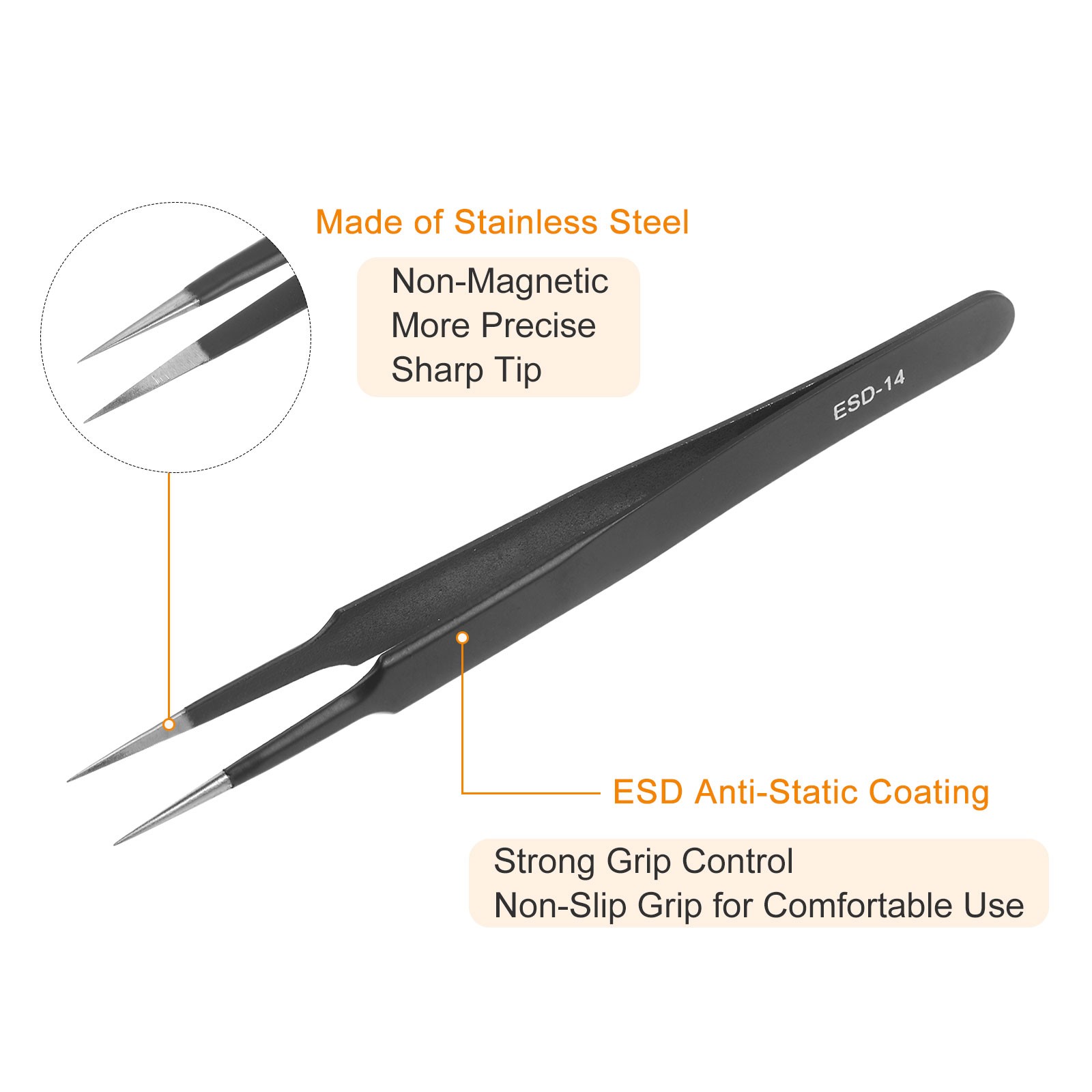 Precision Tweezers Set 6pcs ESD Tweezers for Electronics Laboratory Work
