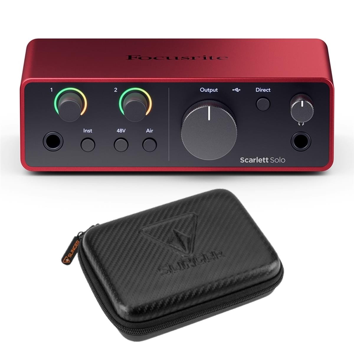 Focusrite Scarlett Solo 4rd Gen USB Audio Interface for PC + Slinger HD-1 Case B