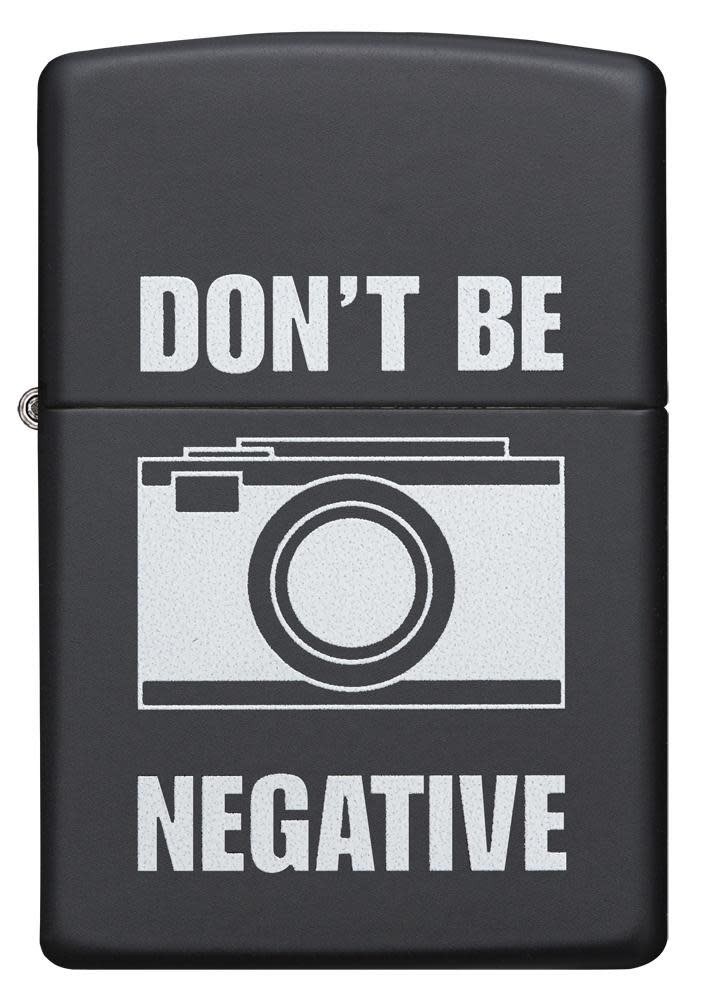 Zippo Don't Be Negative Black Matte Windproof Pocket Lighter, 218-064114