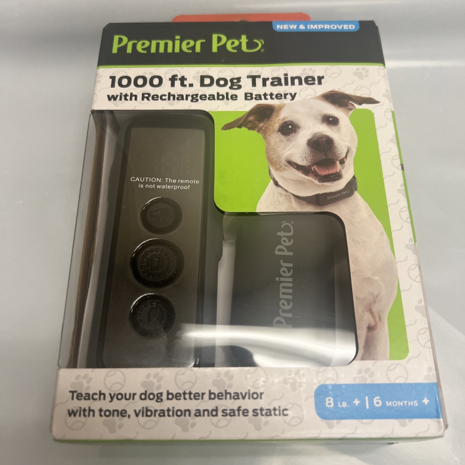 1000 ft Dog Trainer Bark Collar Rechargeble Battery Safe Static 8 LB. / 6+ Month