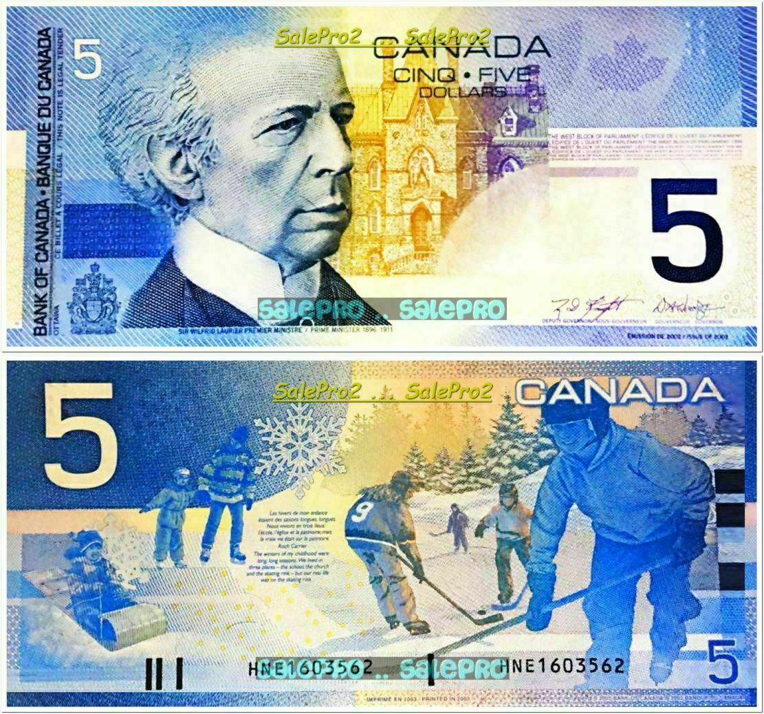 CANADA 2002 CANADIAN KNIGHT - DODGE SIGNATURES CRISP RARE $5 DOLLAR BANKNOTE UNC