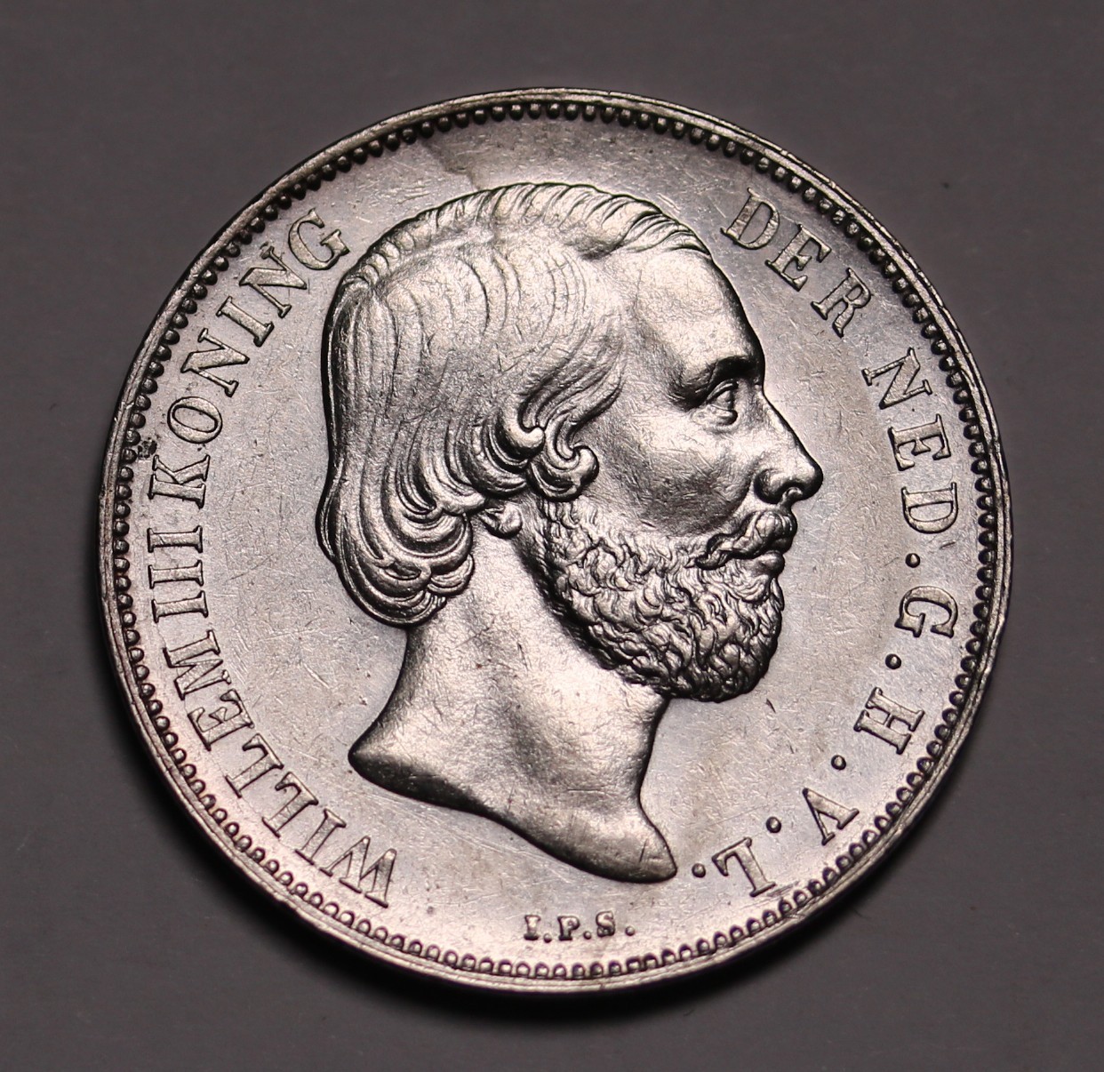 1865 Netherlands 1 Gulden - Willem III Silver Coin KM# 93 gEF/AU