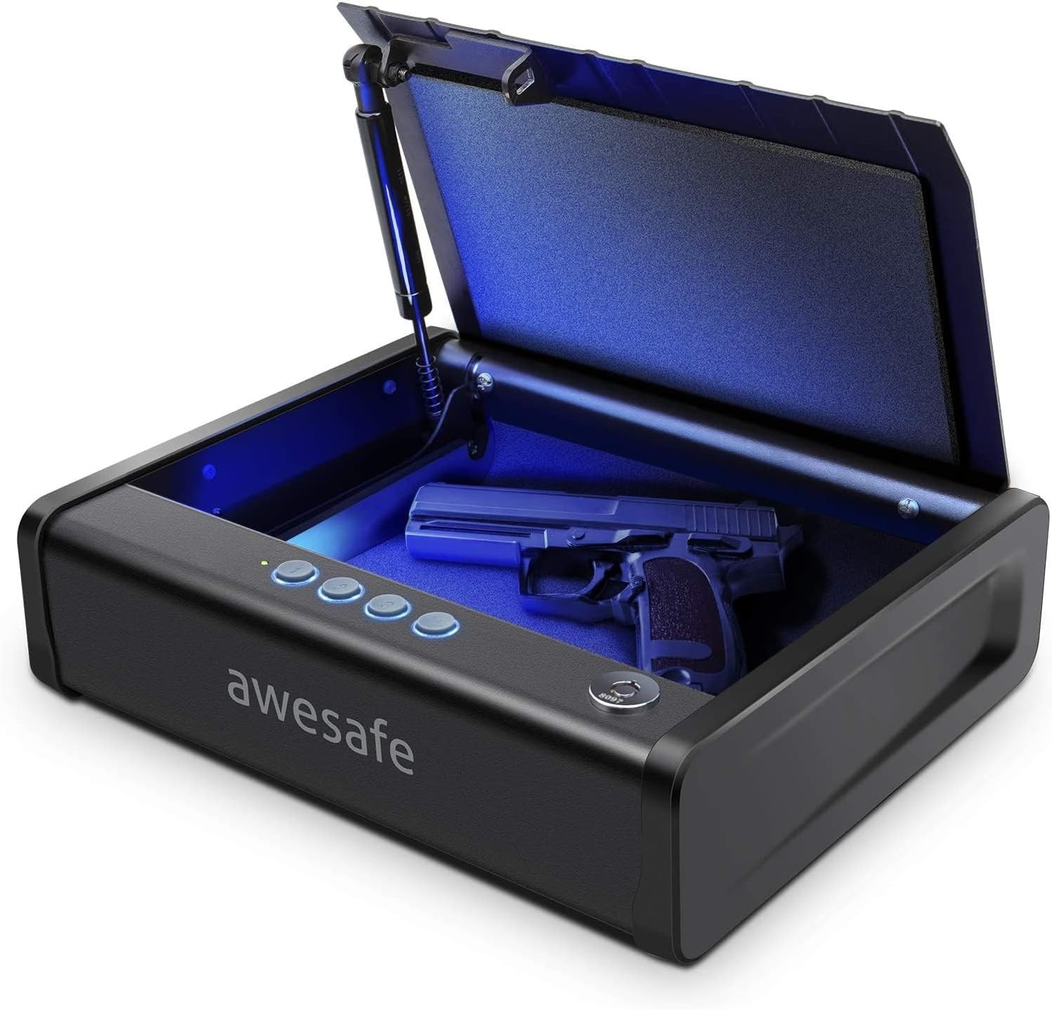 Heavy-Duty Pistol Safe with LED Light - Ideal for Nightstand or Vehicle Storage
