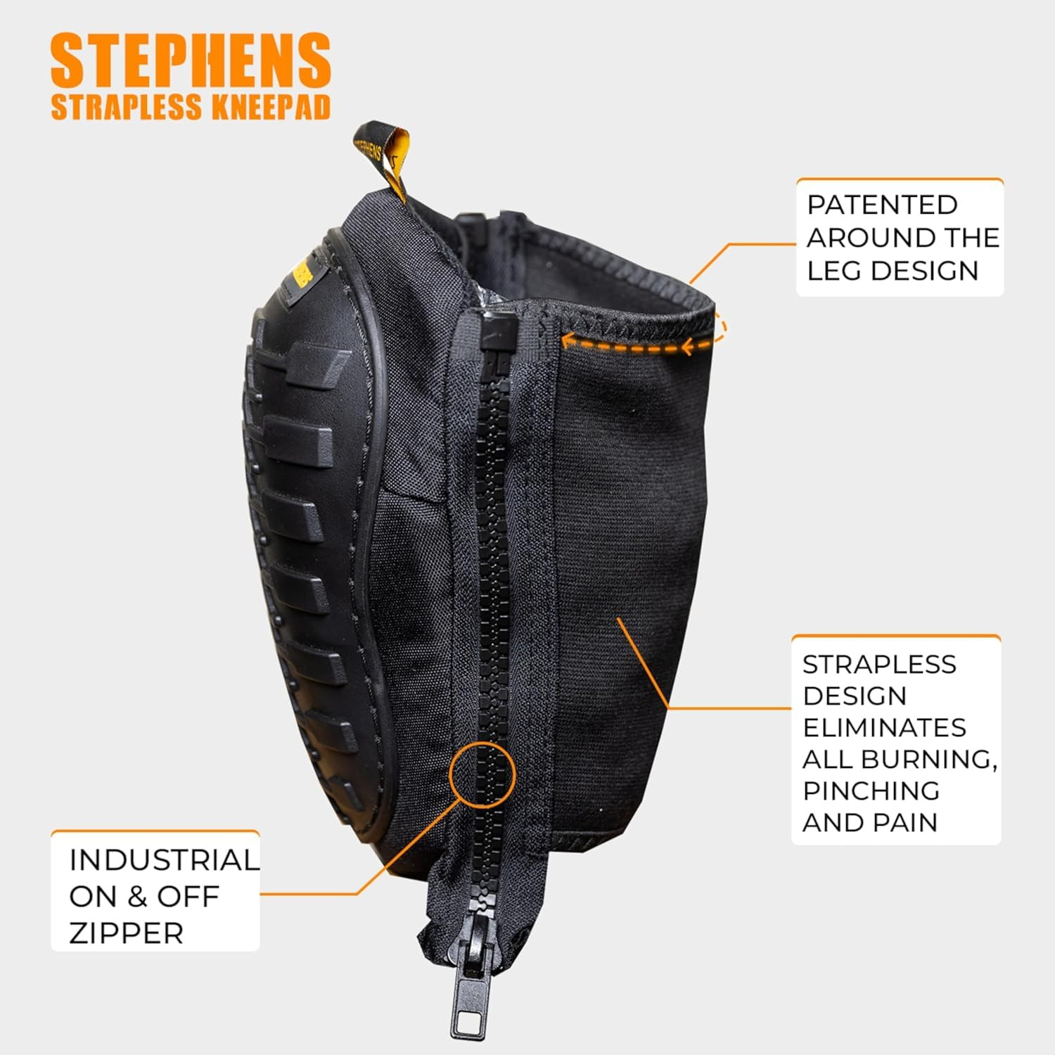 Stephens Strapless Knee Pads for Construction - Heavy Duty Soft Cap Design for W