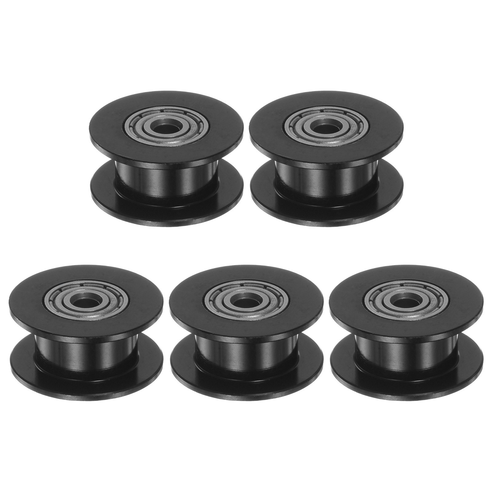 5pcs 2GT Idler Pulley 3mm Bore 18mm Dia. 6mm Width Belt Toothless, Black