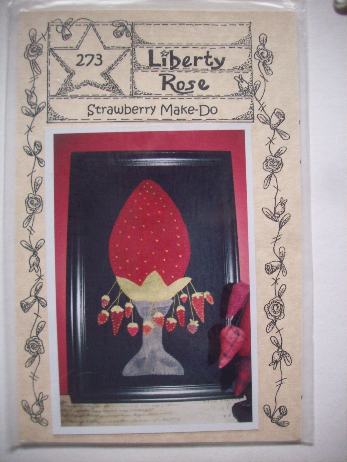 Strawberry Make-Do wool embroidery pattern Liberty Rose *D