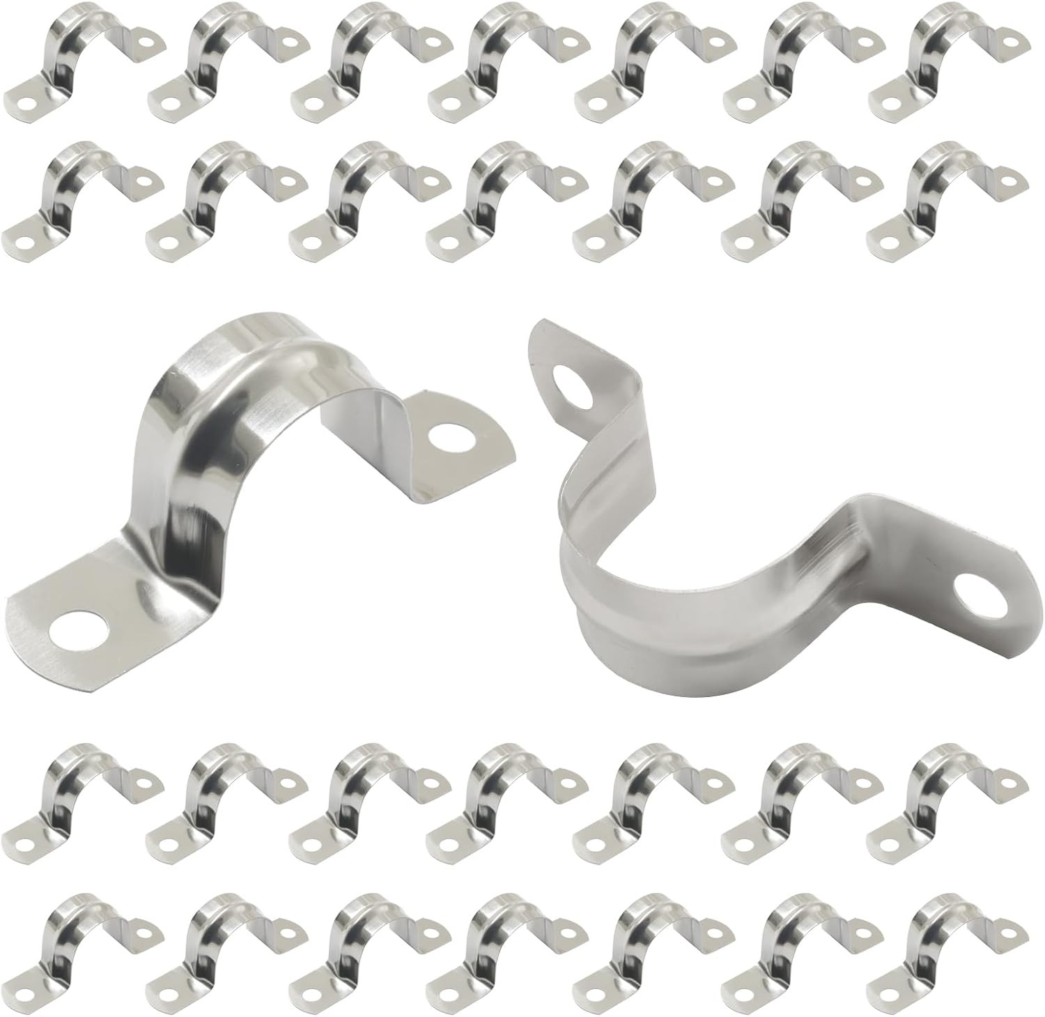 30PCS M25 1 Inch 304 Stainless Steel Rigid Pipe Strap - Heavy Duty U Bracket