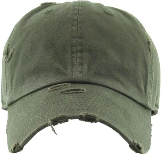 Vintage Washed Distressed Cotton Dad Hat Baseball Cap One Size Olive