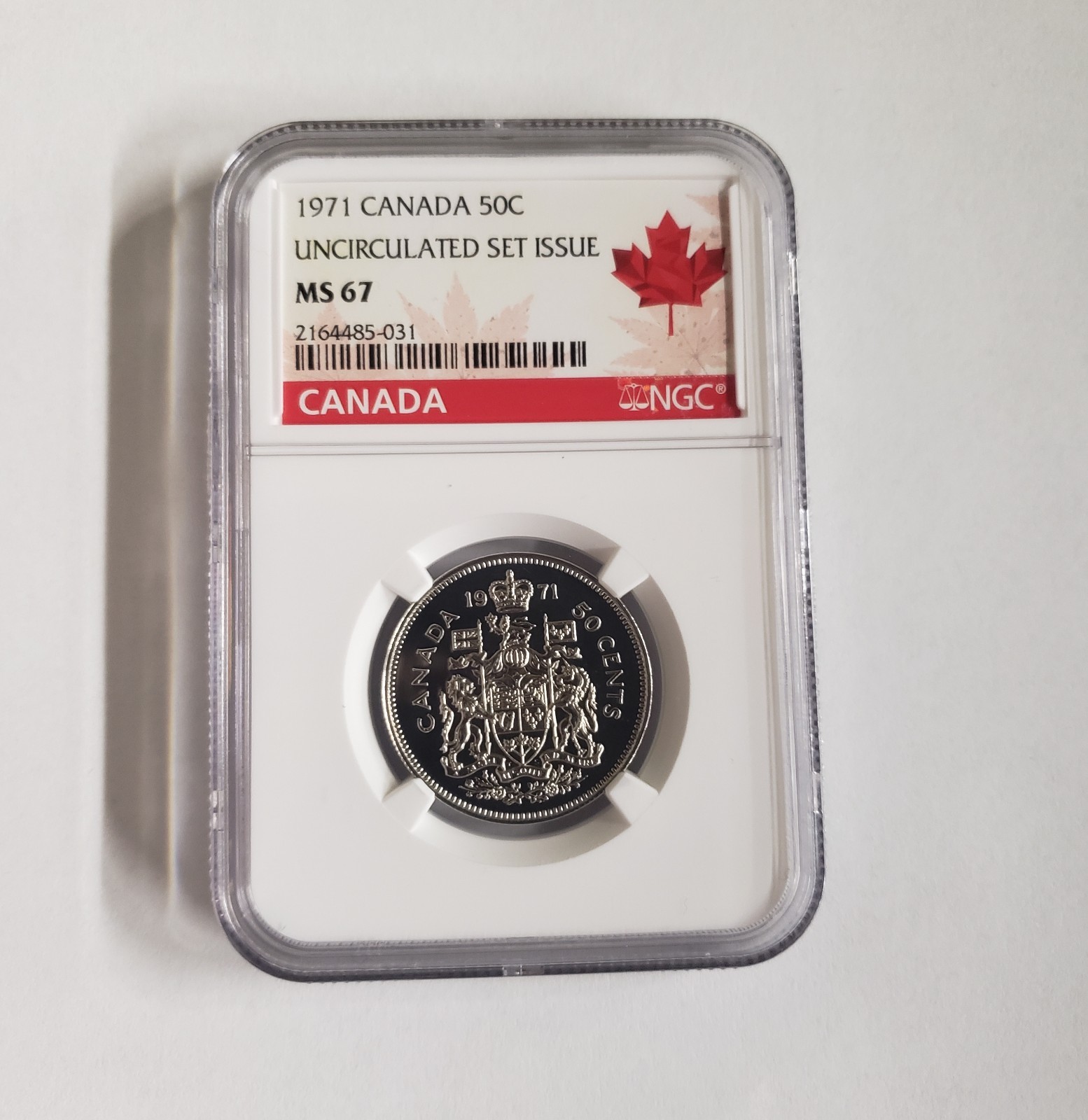 1971 Canada 50c Coat Of Arms Uncirculated Set Issue NGC MS67 Half Dollar