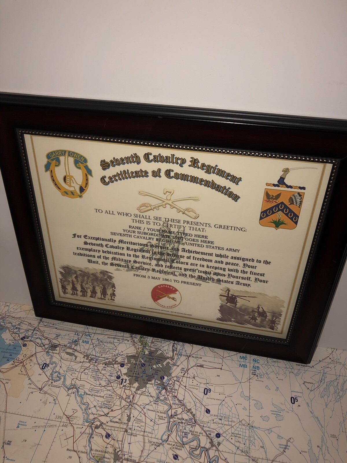 7TH U.S. CAVALRY REGIMENT / COMMEMORATIVE - CERTIFICATE OF COMMENDATION