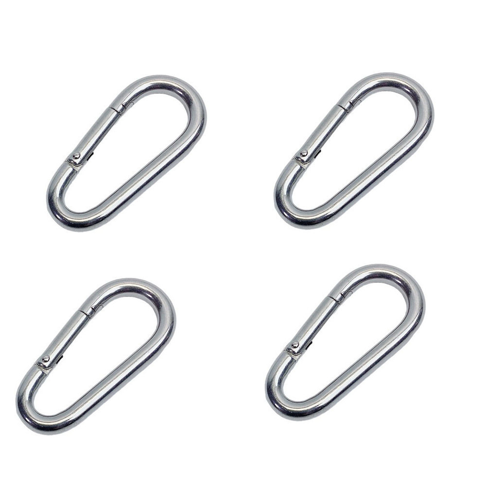 Marine 7/16" Pear Shape Snap Hook Carabiner Connector Stainless Steel T316 4 Pcs
