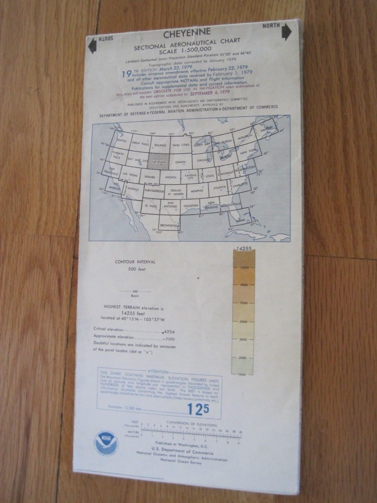 Aeronautical Chart Cheyenne Wyoming 1979