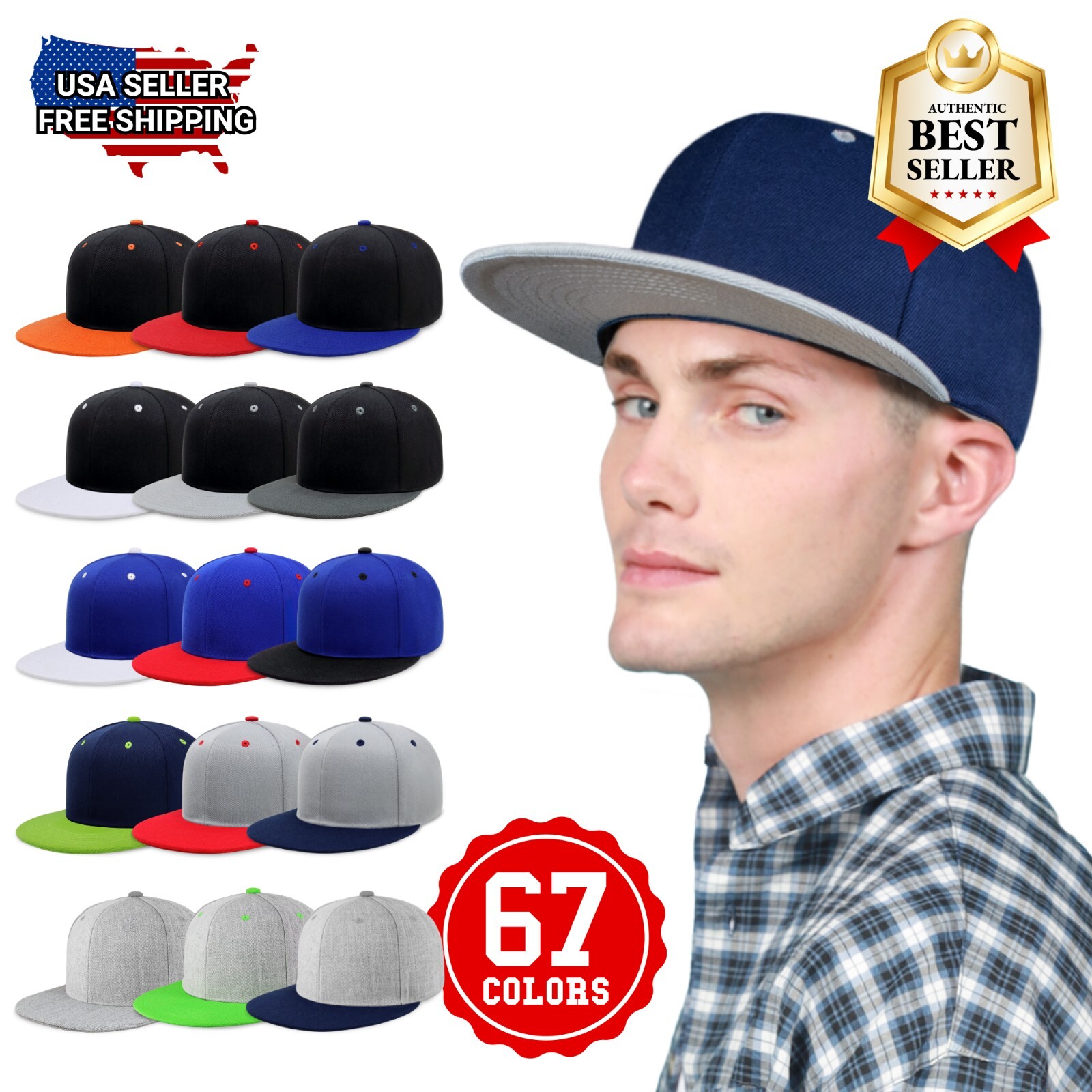 CHOK.LIDS Flat Bill Visor Classic Snapback Hat Blank Adjustable Brim High Top