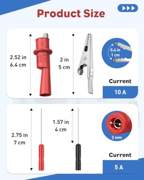 Vibit 11 Pcs Multimeter Test Leads, Multimeter Leads Kit with Back Probes,