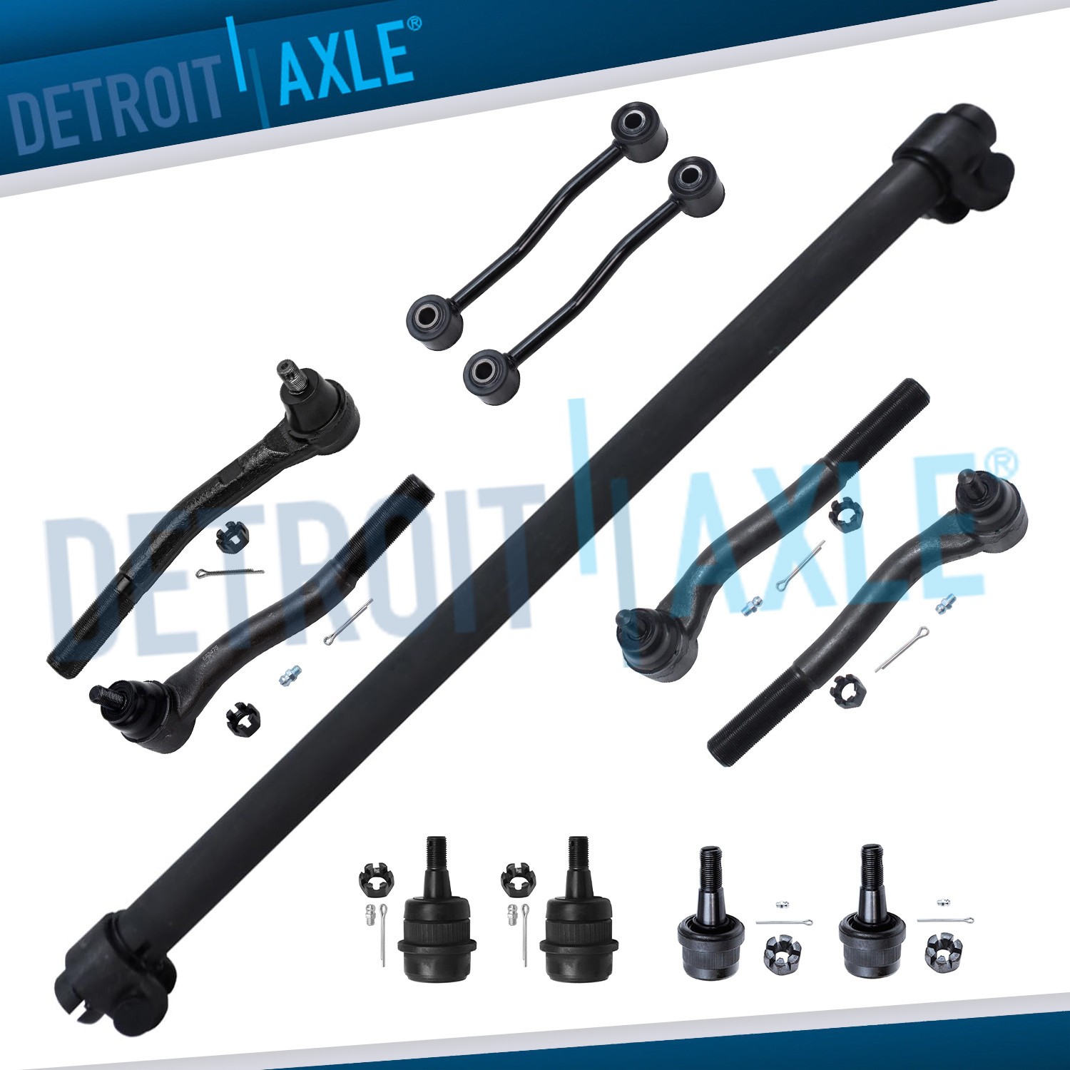 Front Tie Rods + Adjusting Sleeve +Ball Joints Sway Bars for Jeep Grand Cherokee