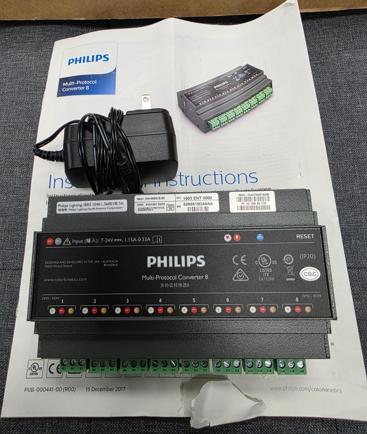 Philips color kinetics Multi-Protocol Converter 8 Kinet Artnet/RDM DMX *TESTED*