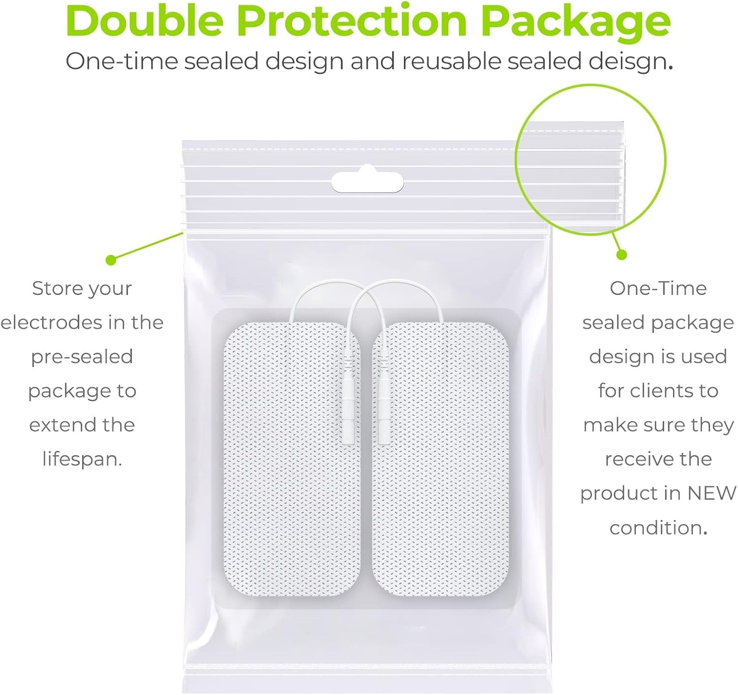 AUVON TENS Unit Pads 2X4 10 Pcs, 3rd Gen Latex-Free Rectangular Replacement Pads