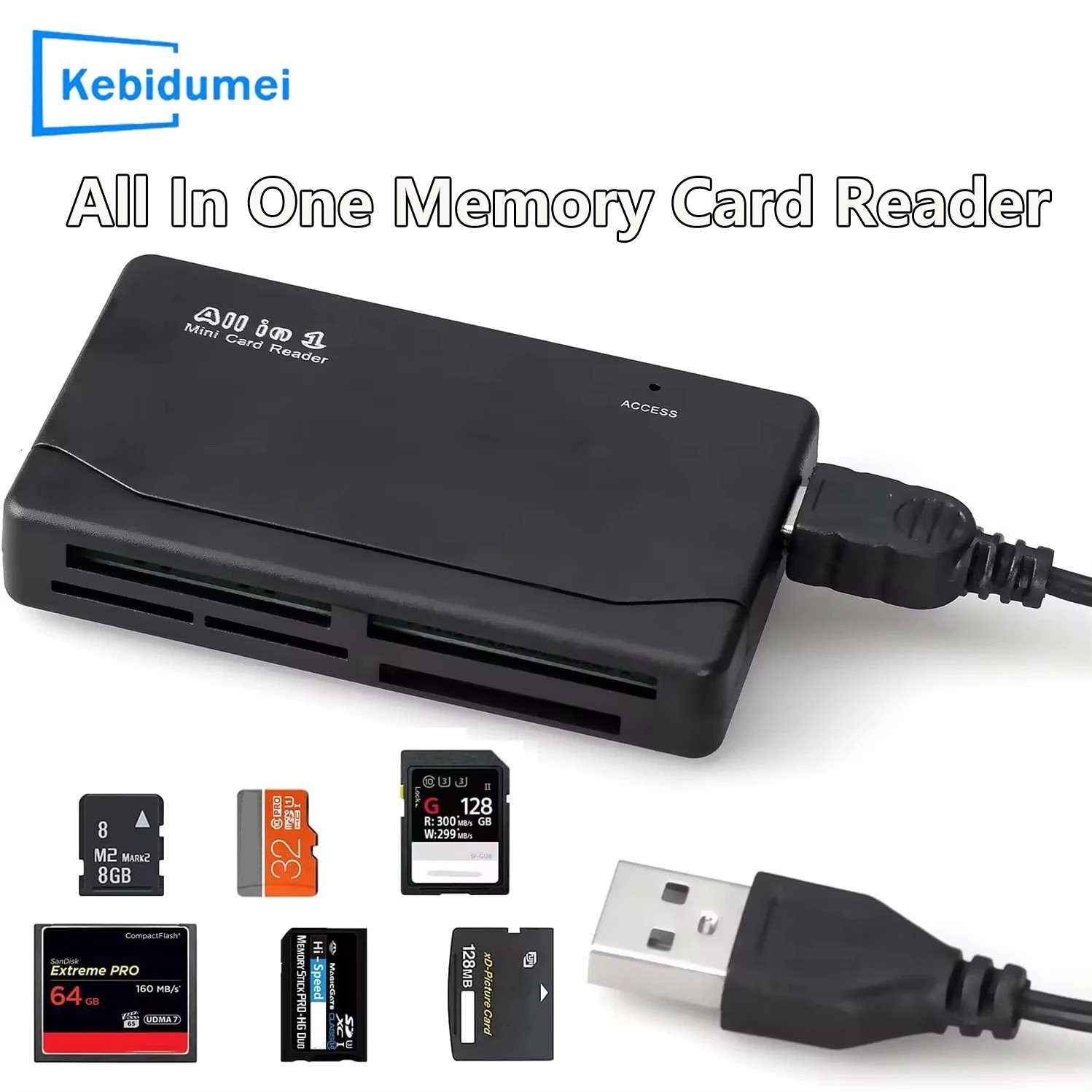 All in One USB Memory Card Reader External Multi Hub Adapter for SD TF CF xD MS