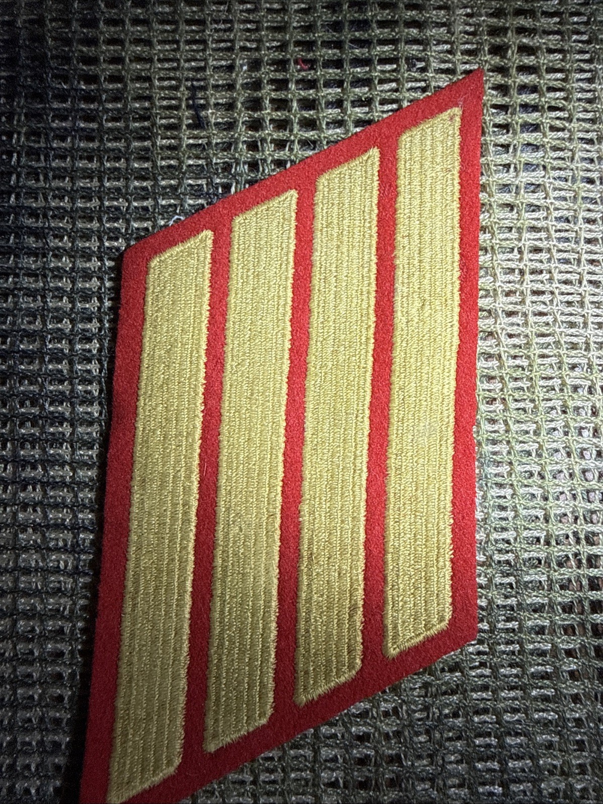 US Marine Corps Male Service Stripes 16 Years Olive On Scarlet Sewn Single Patch