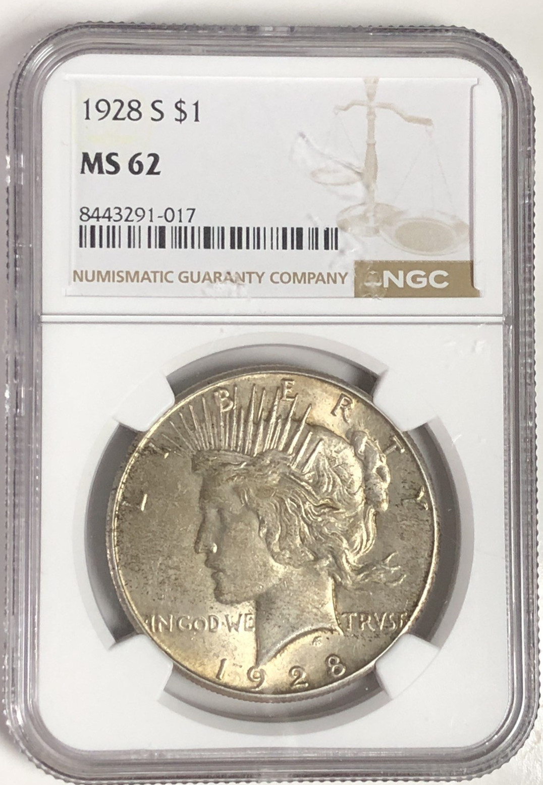 1928 S Peace "NGC MS62"🔥LUSTER, STUNNING-OBV/REV-STRAWBERRY TONING/BEAUTIFUL🌈✅
