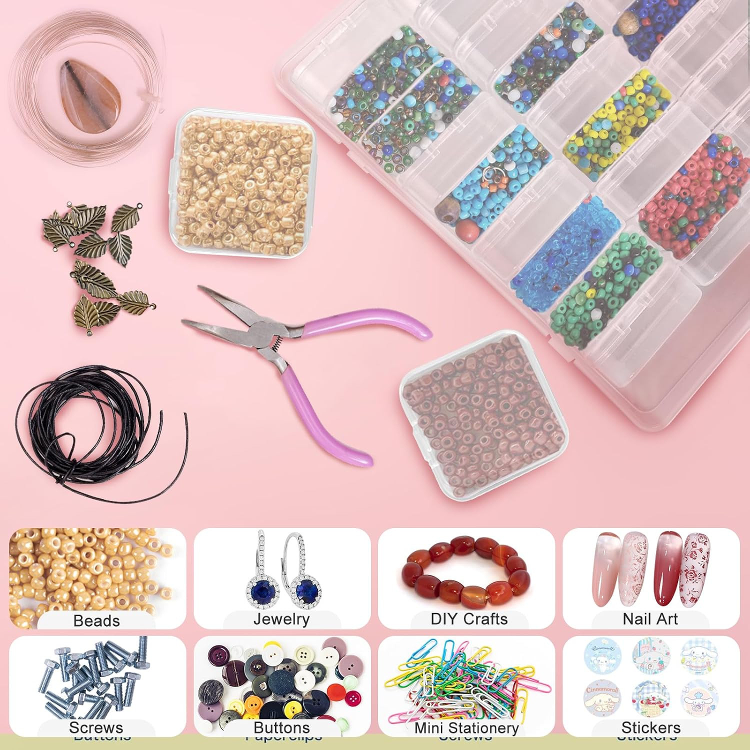 Bead Organizer Box – Small Bead Storage Containers, Mini Clear Plastic Storage B