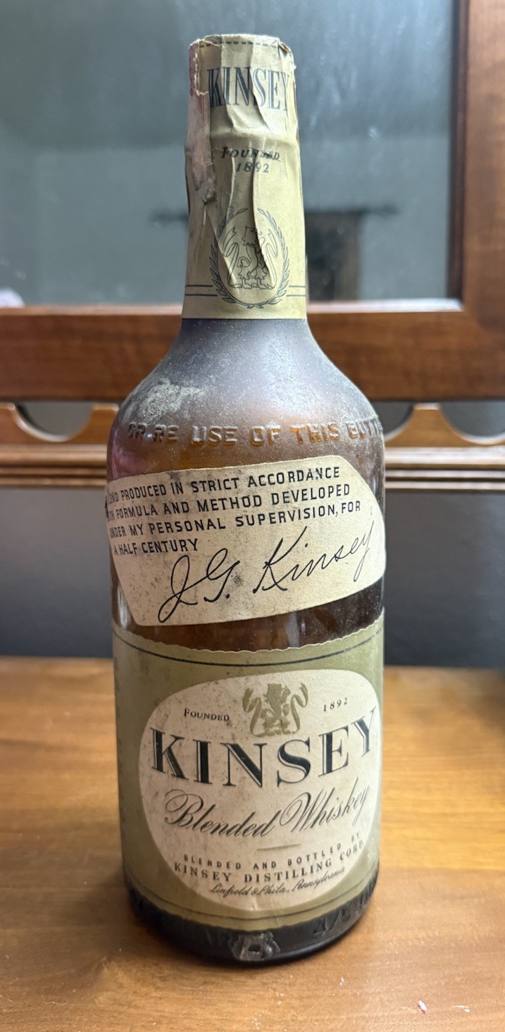 Kinsey Unhurried Whiskey Bottle 4/5 Quart Dark Brown Glass
