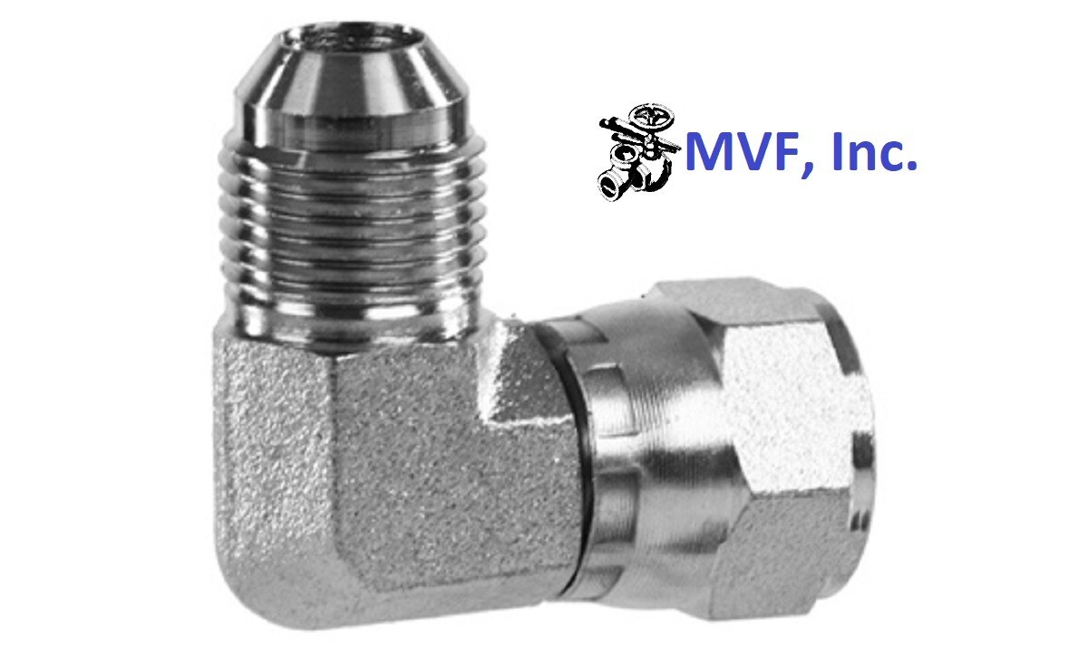 3/8" Male JIC x 3/8" Female JIC 90° Swivel Elbow Plated Steel 6500-06-06