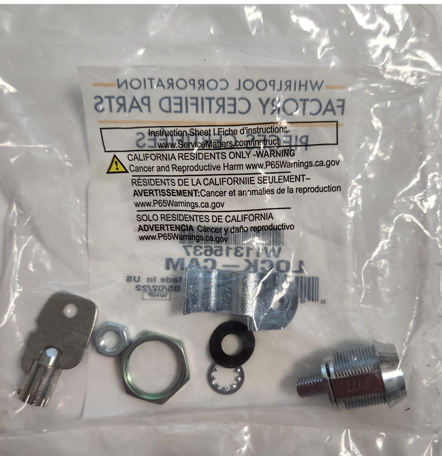New Genuine OEM Whirlpool Washer Commercial Laundry Lock and Key W11315637