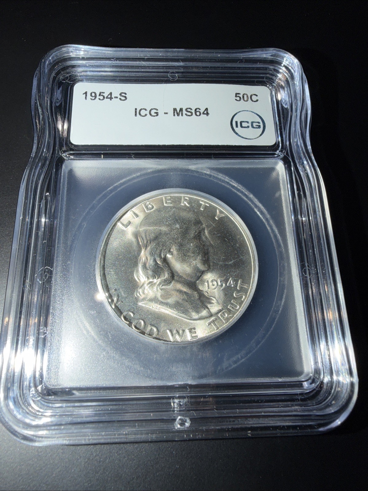 1954-S Franklin Silver Half Dollar 50c ICG MS 64