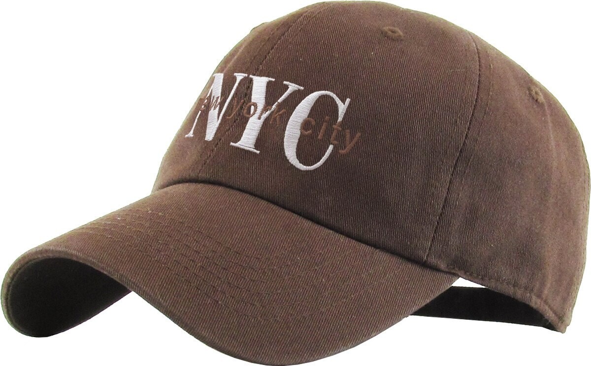 New York City NYC Adjustable Cotton Novelty Brown Cap Dad Hat by KB Ethos