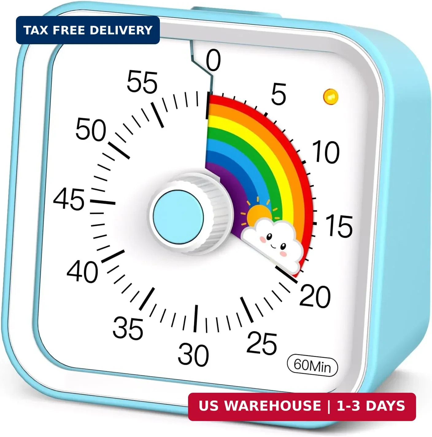 Visual Timer for Kids, Rainbow Timer with Pause Function, Blue | Cute Kids Timer