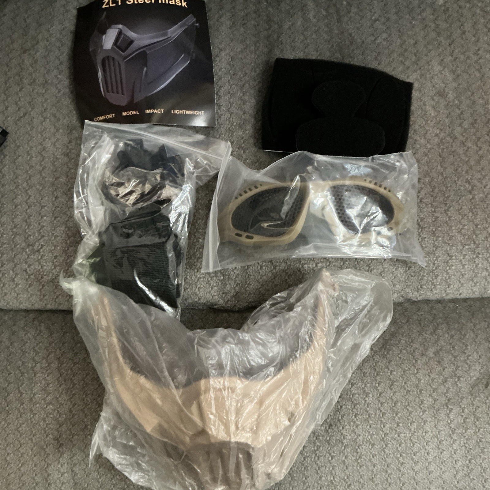 New Tounlinx Protective Tactical Set, Partial Face Shield, Goggles, Tan