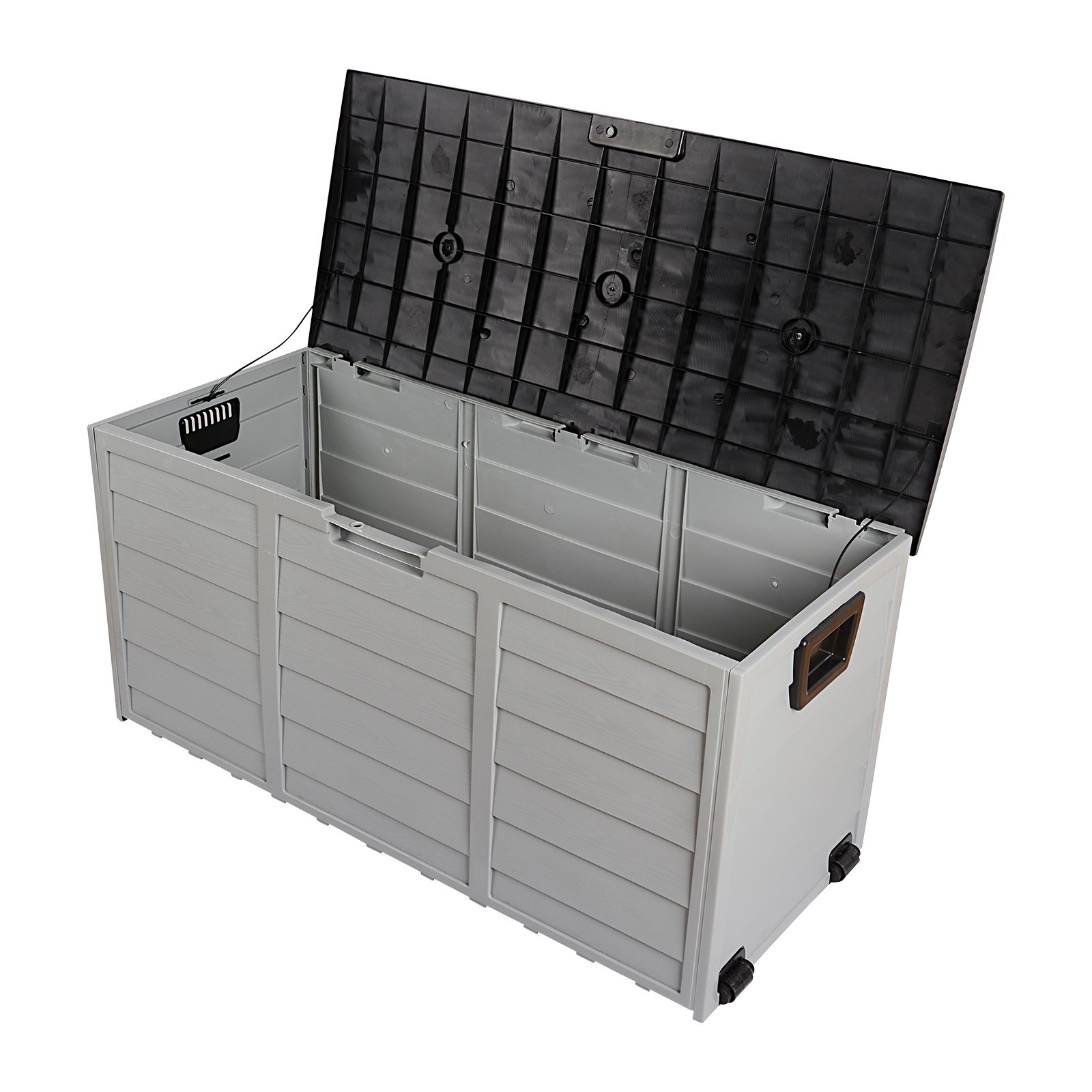 black 260L outdoor garden plastic storage platform box toolbox lockable seat