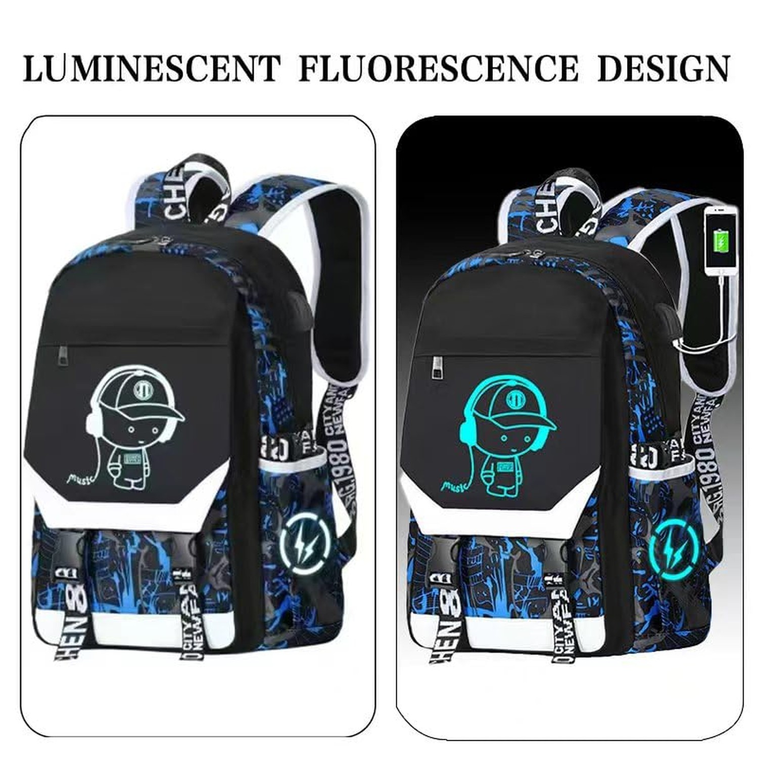 Anime Backpack Luminous Backpack.Cool Backpacks15.6 in Large capacity Laptope...