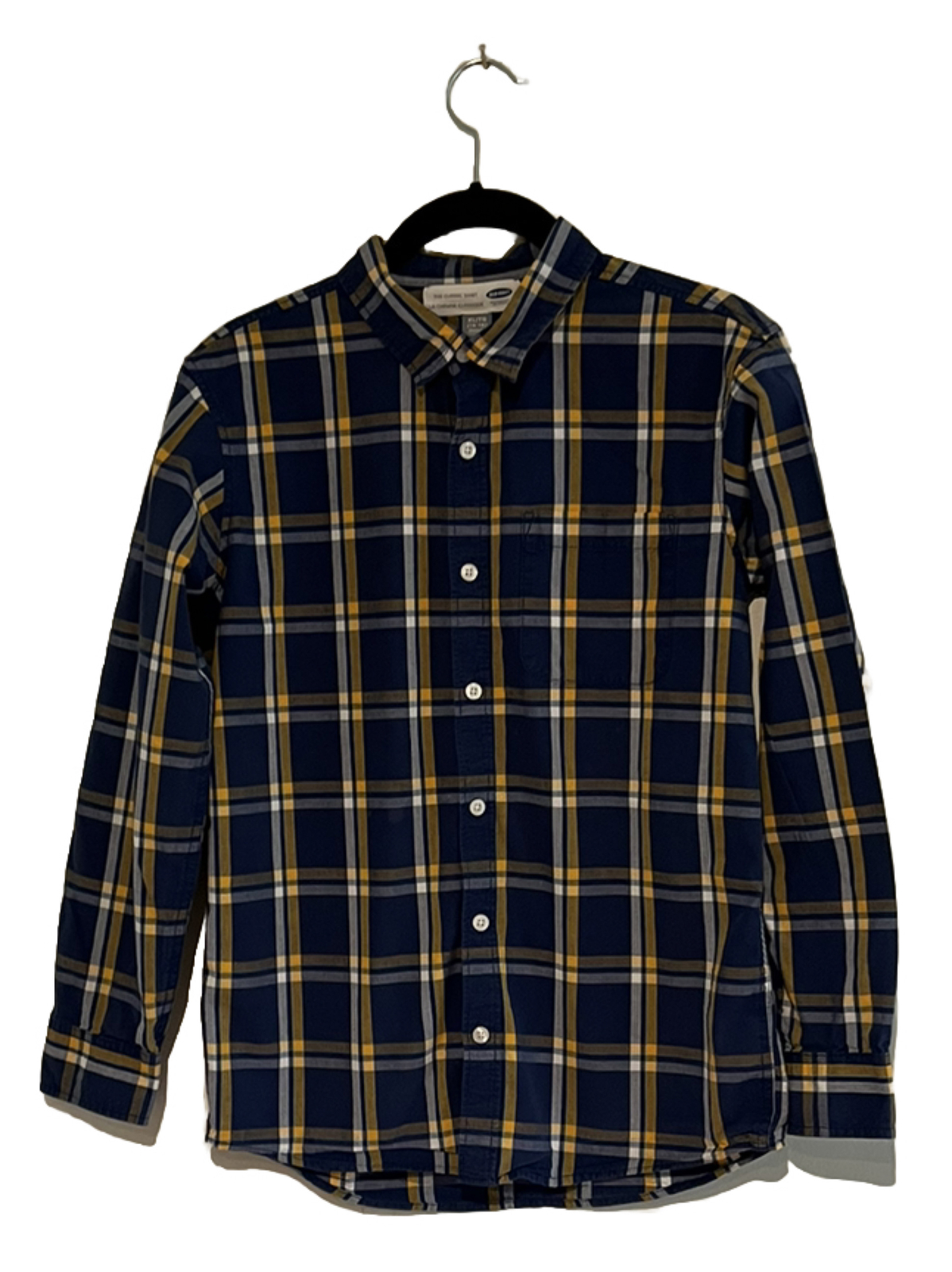 Old Navy Shirt Boys Sz XL Gold Blue Classic Preppy Button Up Church School