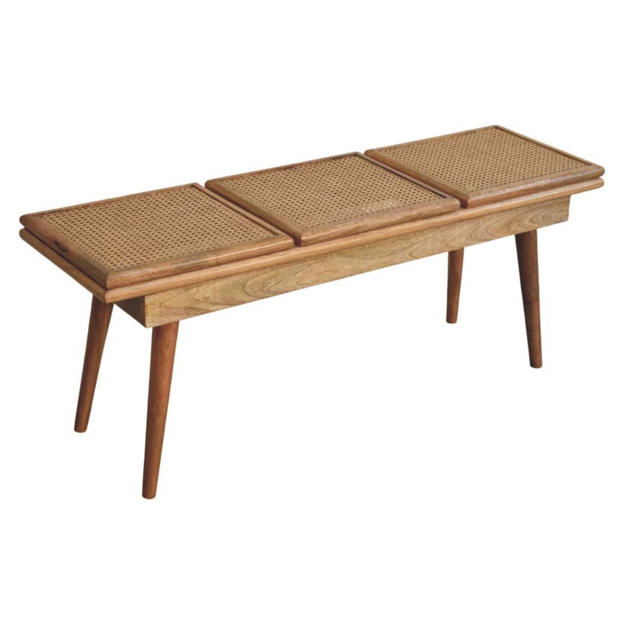 Larissa Oak-ish Triple Accent Cane Bench