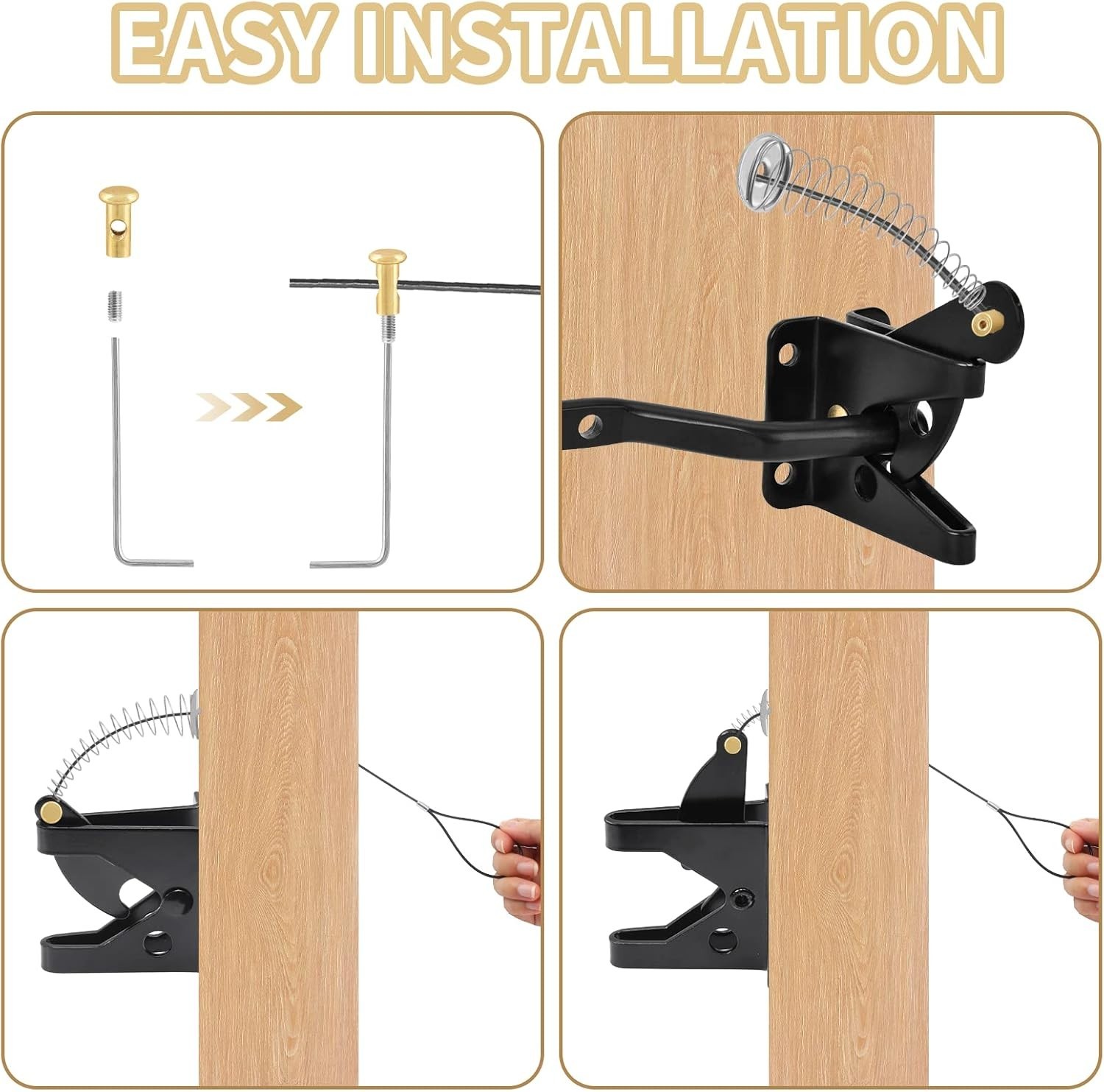 Elegant Stainless Steel Gate Latch Cable Pull with Spring Loader for Easy Access