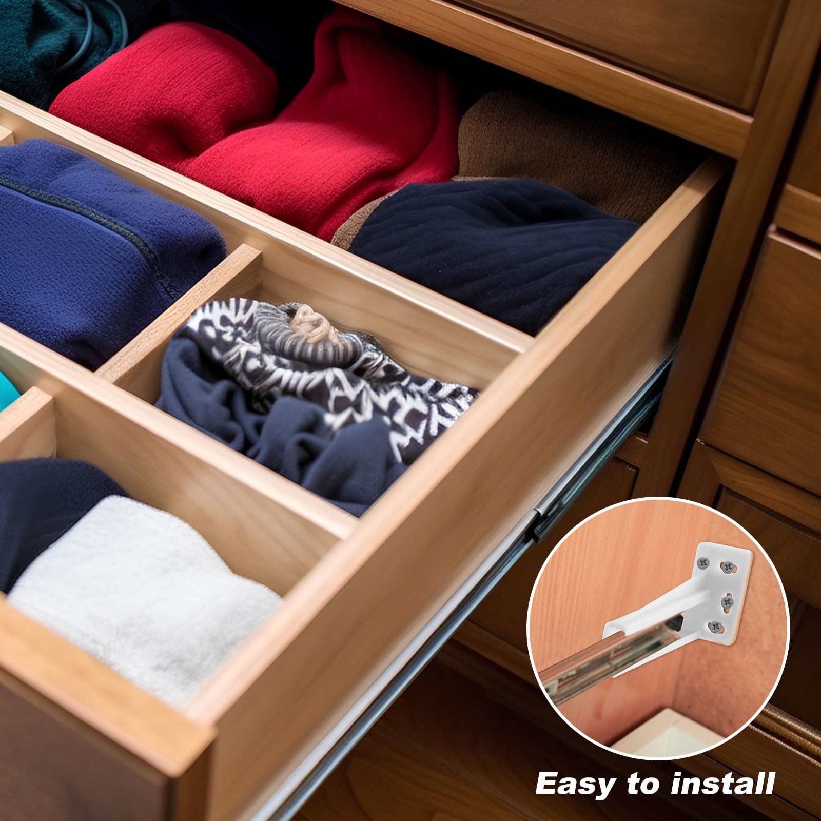2 Pair Rear Drawer Track Socket Back Plates Mounting Brackets Durable Plastic...
