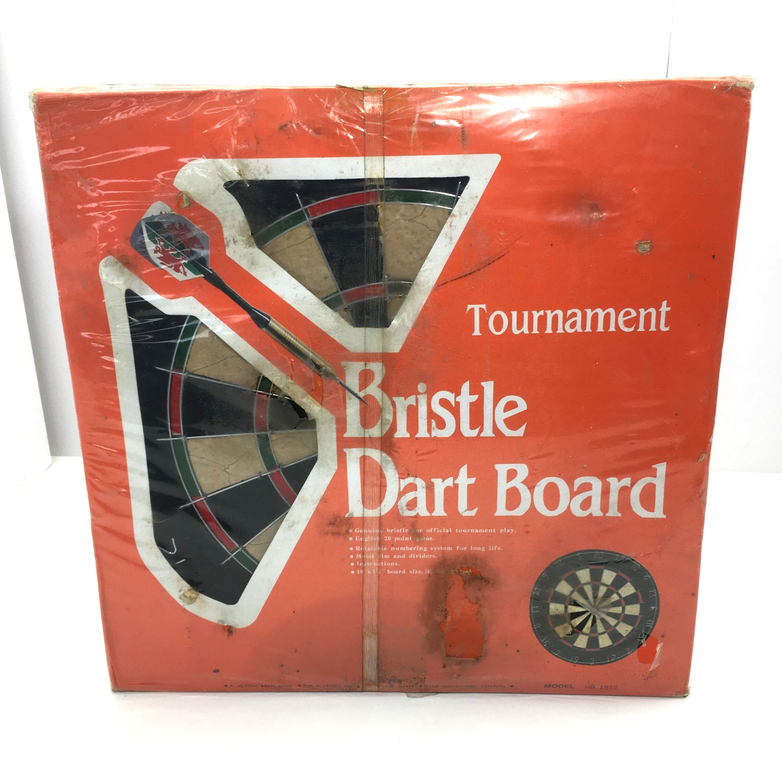 NEW OLD STOCK Vintage 1970s 18" Tournament Bristle Dart Board HB 1812 Heavy Duty