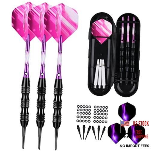 Professional Soft Tip Darts Set 20 Grams - 50 Rubber O-Rings + 30 PURPLE 2